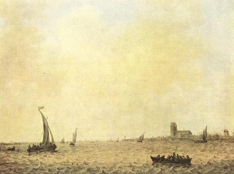 GOYEN, Jan van View of Dordrecht from the Oude Maas sdg oil painting image